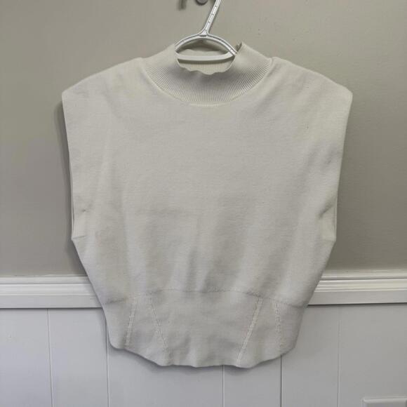Pilcro Sweater Womens Medium White Vest Biker Muscle Knit Cozy Warm Mock Neck - Picture 2 of 6